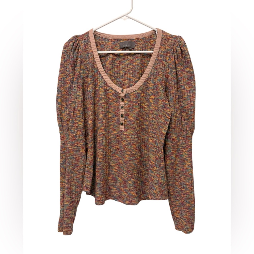 By Anthropologie Puff Sleeve Knit Henley Top Sz Small Preowned - Picture 4 of 9